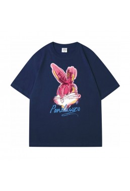 Watercolor Graffiti Rabbit 3 Unisex Mens/Womens Short Sleeve T-shirts Fashion Printed Tops Cosplay Costume