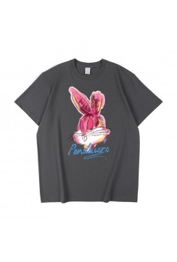 Watercolor Graffiti Rabbit 5 Unisex Mens/Womens Short Sleeve T-shirts Fashion Printed Tops Cosplay Costume