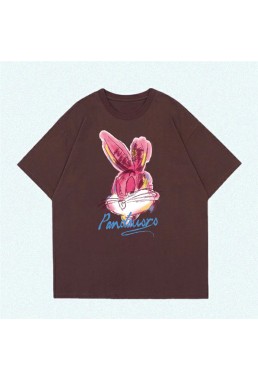 Watercolor Graffiti Rabbit 6 Unisex Mens/Womens Short Sleeve T-shirts Fashion Printed Tops Cosplay Costume