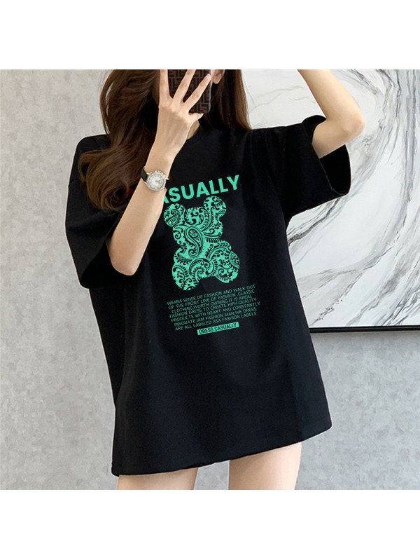 CASUALLY Bear 4 Unisex Mens/Womens Short Sleeve T-shirts Fashion Printed Tops Cosplay Costume