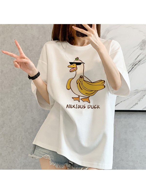 ANXIOUS Duck 1 Unisex Mens/Womens Short Sleeve T-shirts Fashion Printed Tops Cosplay Costume