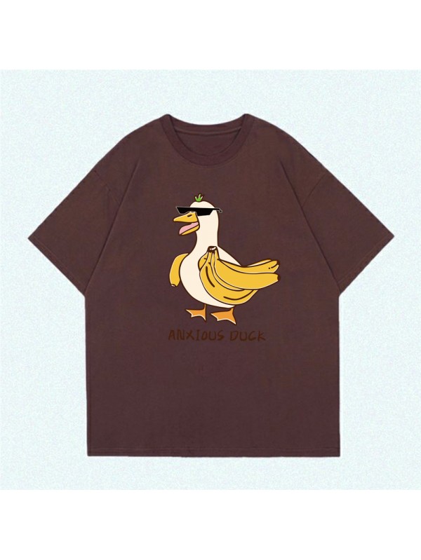 ANXIOUS Duck 5 Unisex Mens/Womens Short Sleeve T-shirts Fashion Printed Tops Cosplay Costume